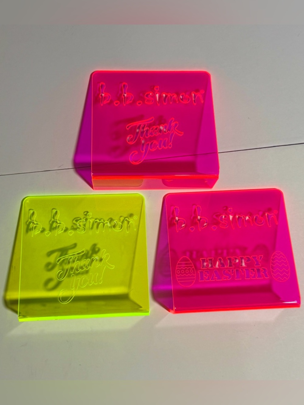 B.B. Simon Neon Acrylic Trinket Trays - Hot Pink & Neon Yellow